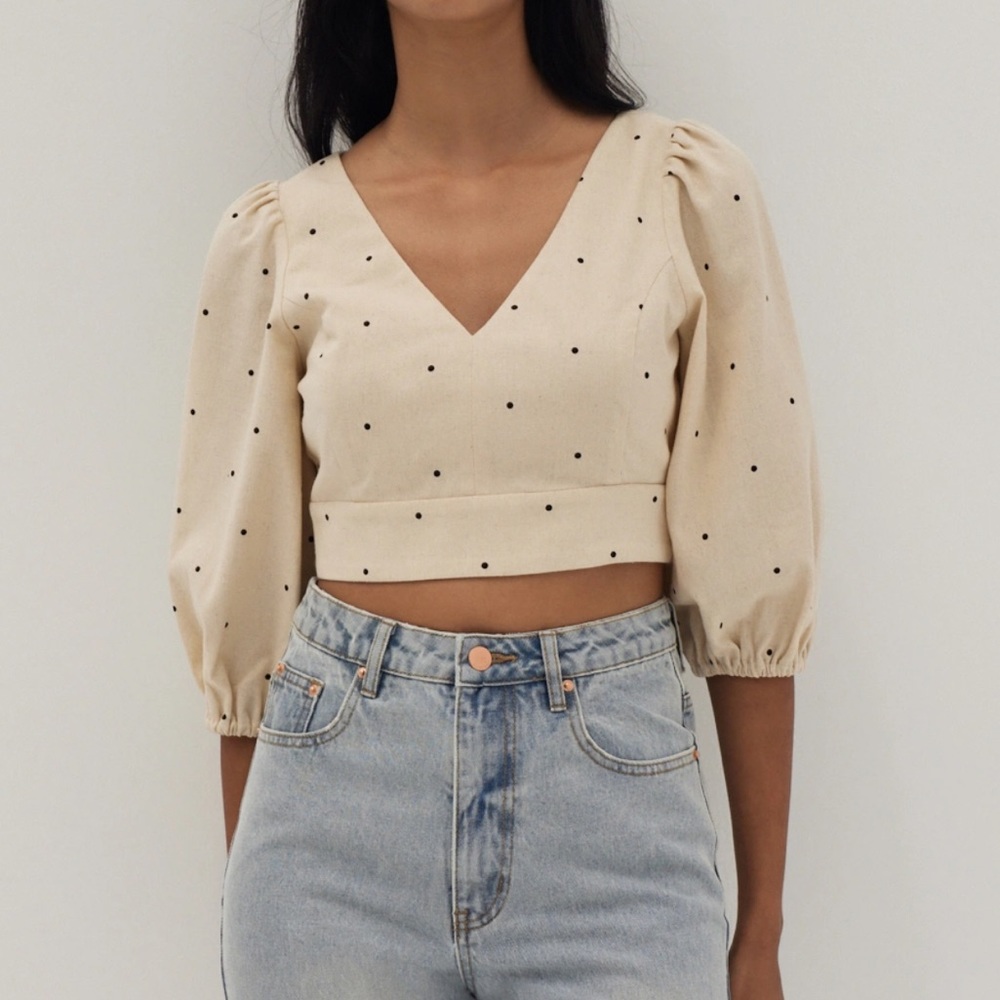 NWT Love, Bonito Emerie Linen Polka Dot Straight Leg Pants